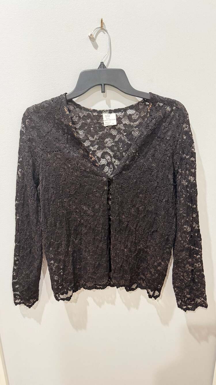 Vintage Lace Cardigan Top Size 12 Black fairy goth